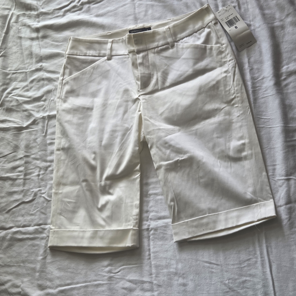 Womyn White Bermuda Shorts